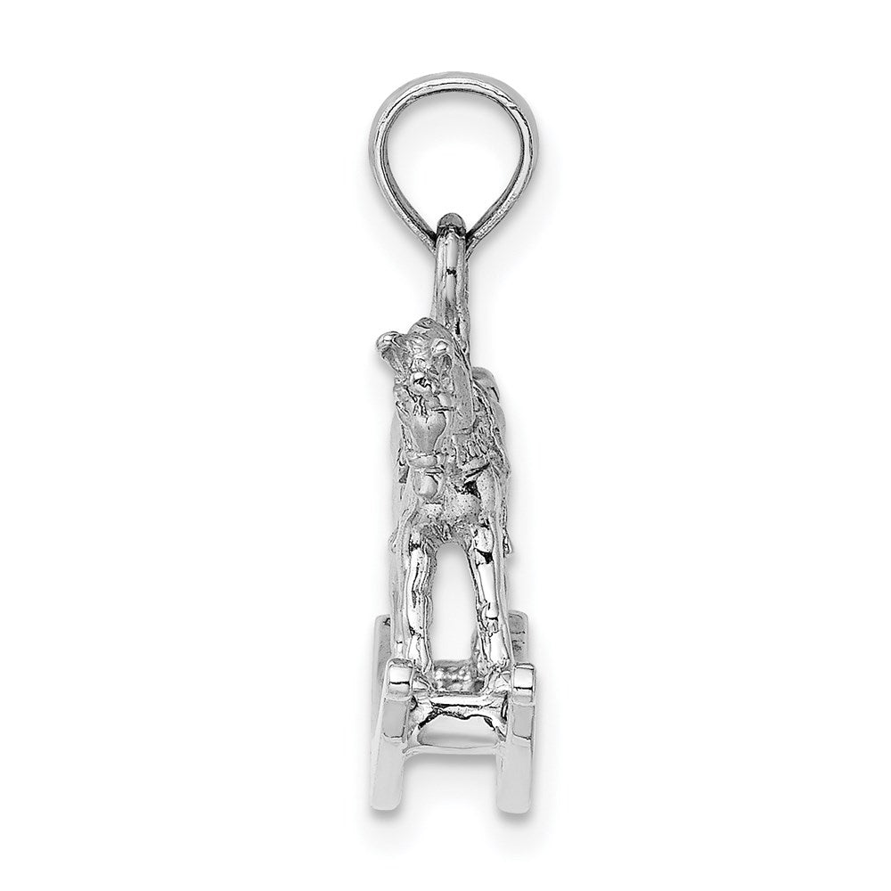 Million Charms 14K White Gold Themed Polished 3-D Rocking Horse Charm