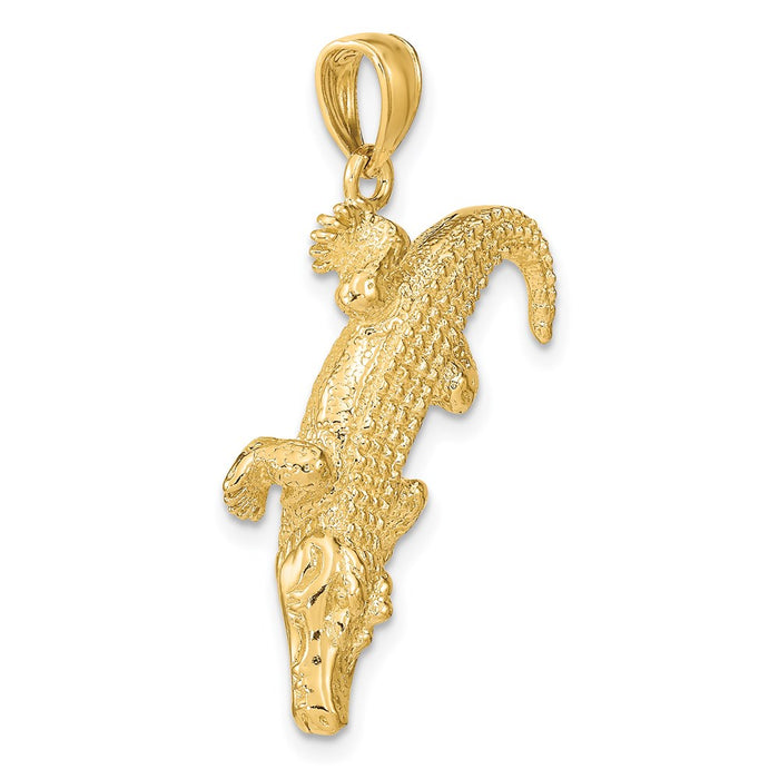 Million Charms 14K Yellow Gold Themed 3-D Large Alligator With Closed Mouth Charm