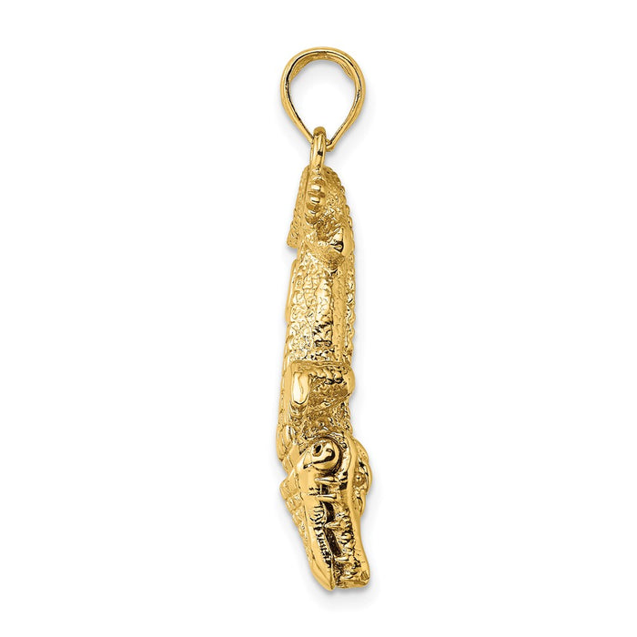 Million Charms 14K Yellow Gold Themed 3-D Alligator With Moveable Mouth Charm