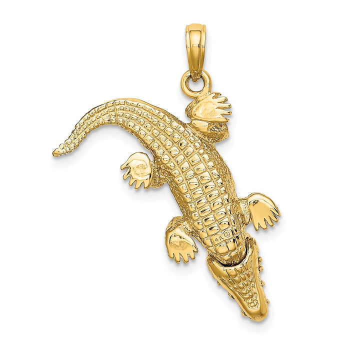 Million Charms 14K Yellow Gold Themed 3-D Alligator With Moveable Mouth Charm