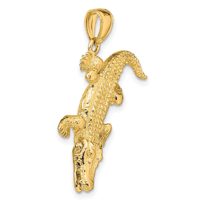 Million Charms 14K Yellow Gold Themed 3-D Alligator With Moveable Mouth Charm