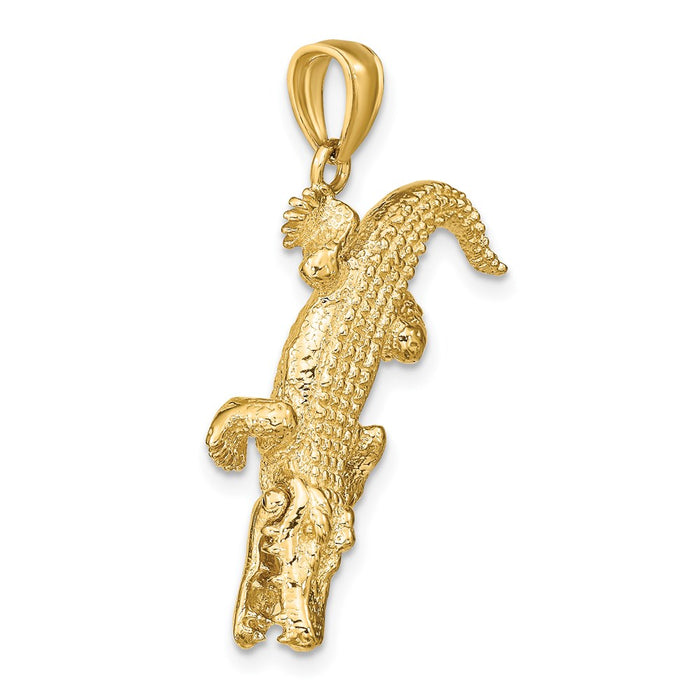 Million Charms 14K Yellow Gold Themed 3-D Alligator With Moveable Mouth Charm