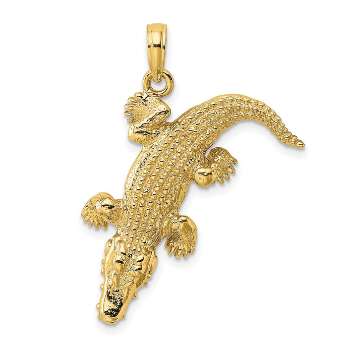 Million Charms 14K Yellow Gold Themed 3-D Alligator With Moveable Mouth Charm