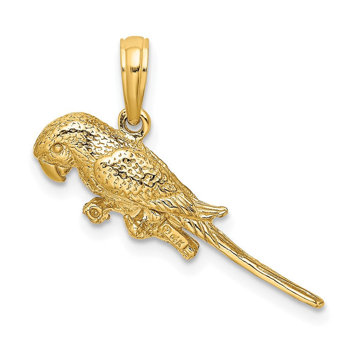 Million Charms 14K Yellow Gold Themed 3-D Parrot Charm