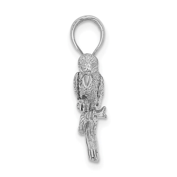 Million Charms 14K White Gold Themed 3-D Parrot Charm