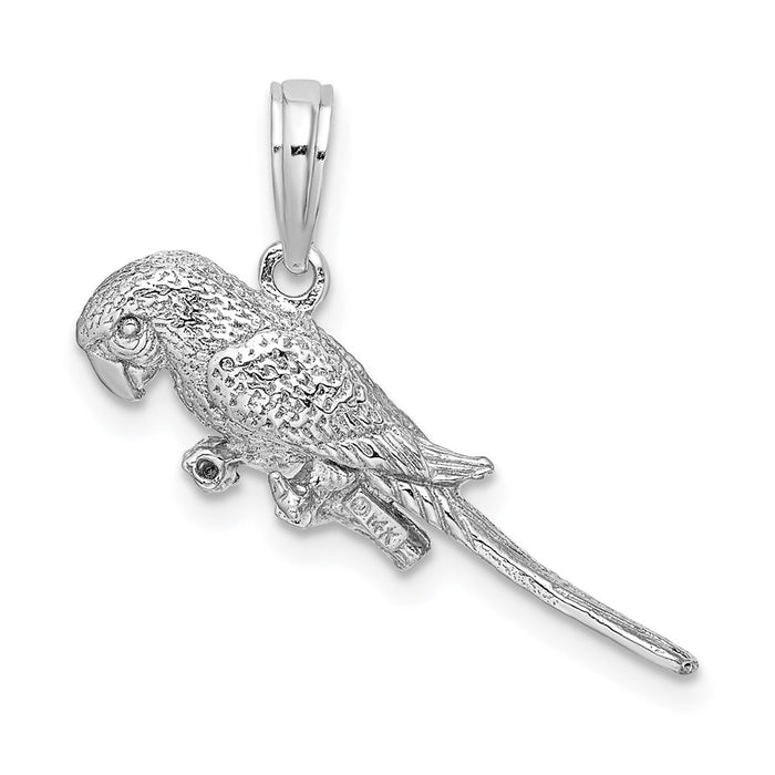 Million Charms 14K White Gold Themed 3-D Parrot Charm