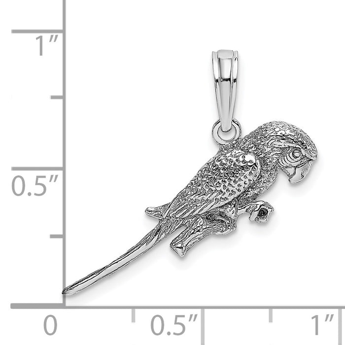 Million Charms 14K White Gold Themed 3-D Parrot Charm