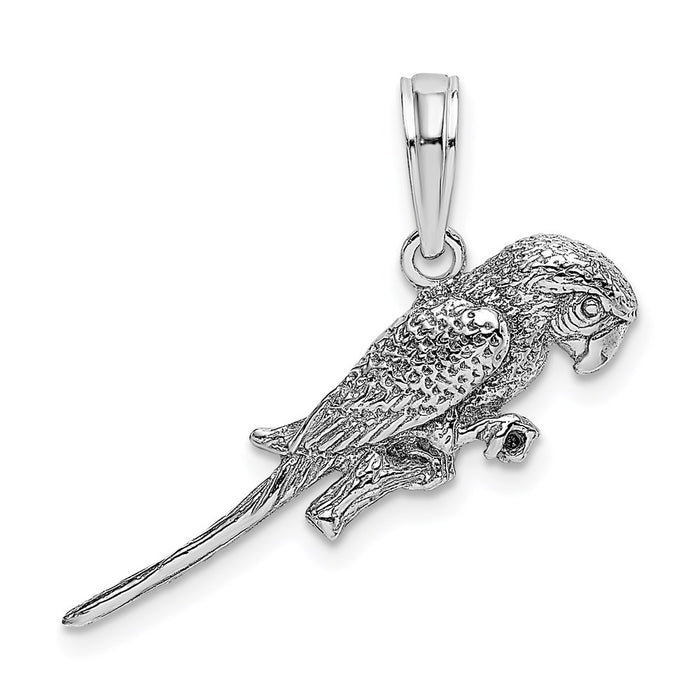 Million Charms 14K White Gold Themed 3-D Parrot Charm