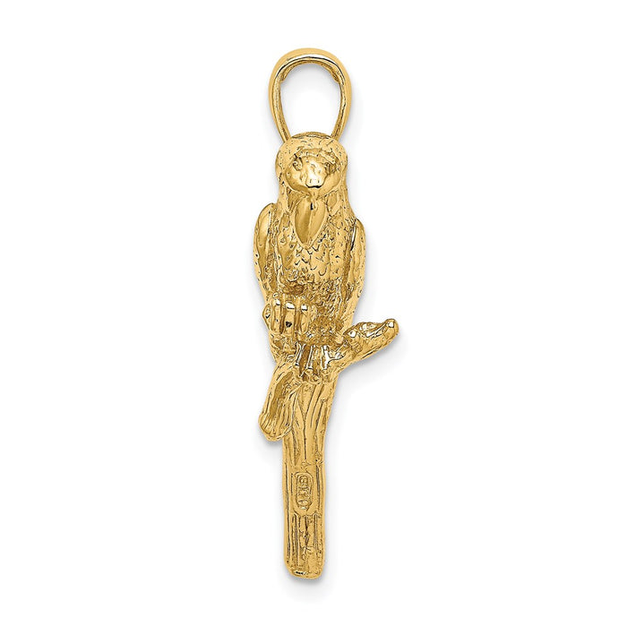 Million Charms 14K Yellow Gold Themed 3-D Parrot Charm