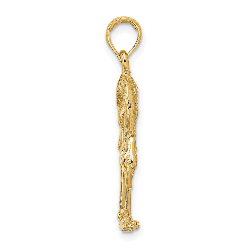 Million Charms 14K Yellow Gold Themed 3-D Textured Flamingo Charm