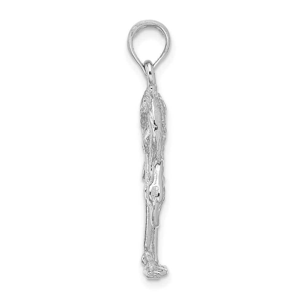 Million Charms 14K White Gold Themed 3-D Textured Flamingo Charm