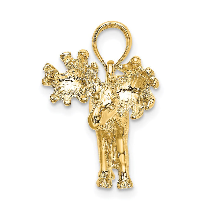 Million Charms 14K Yellow Gold Themed 3-D Textured Moose Charm