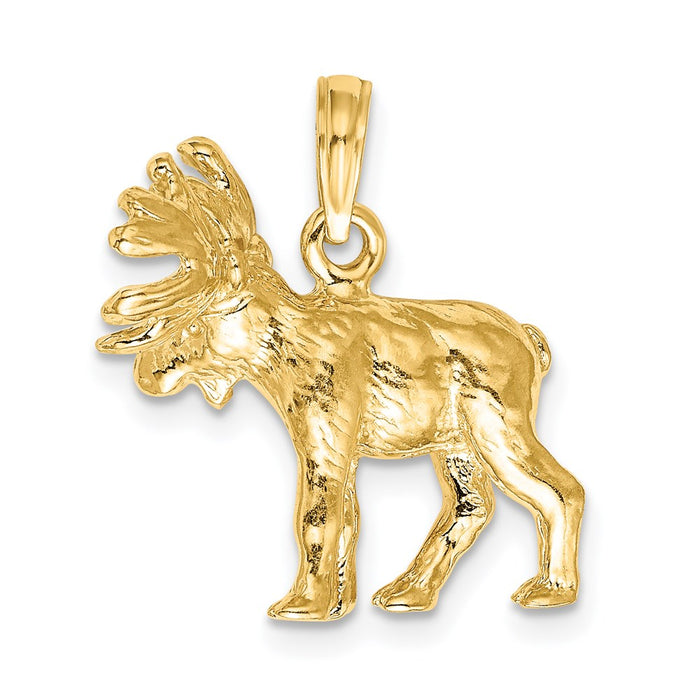 Million Charms 14K Yellow Gold Themed 3-D Textured Moose Charm