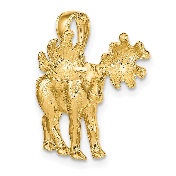 Million Charms 14K Yellow Gold Themed 3-D Textured Moose Charm