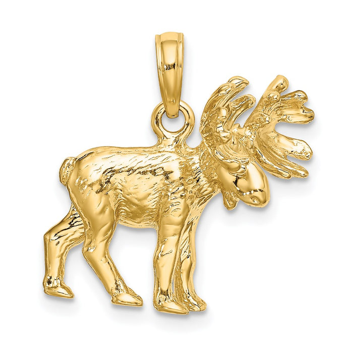 Million Charms 14K Yellow Gold Themed 3-D Textured Moose Charm