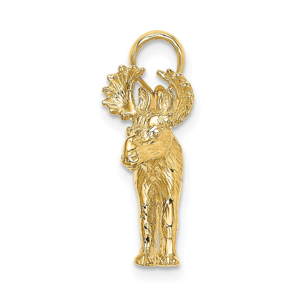 Million Charms 14K Yellow Gold Themed 3-D Textured Moose Charm