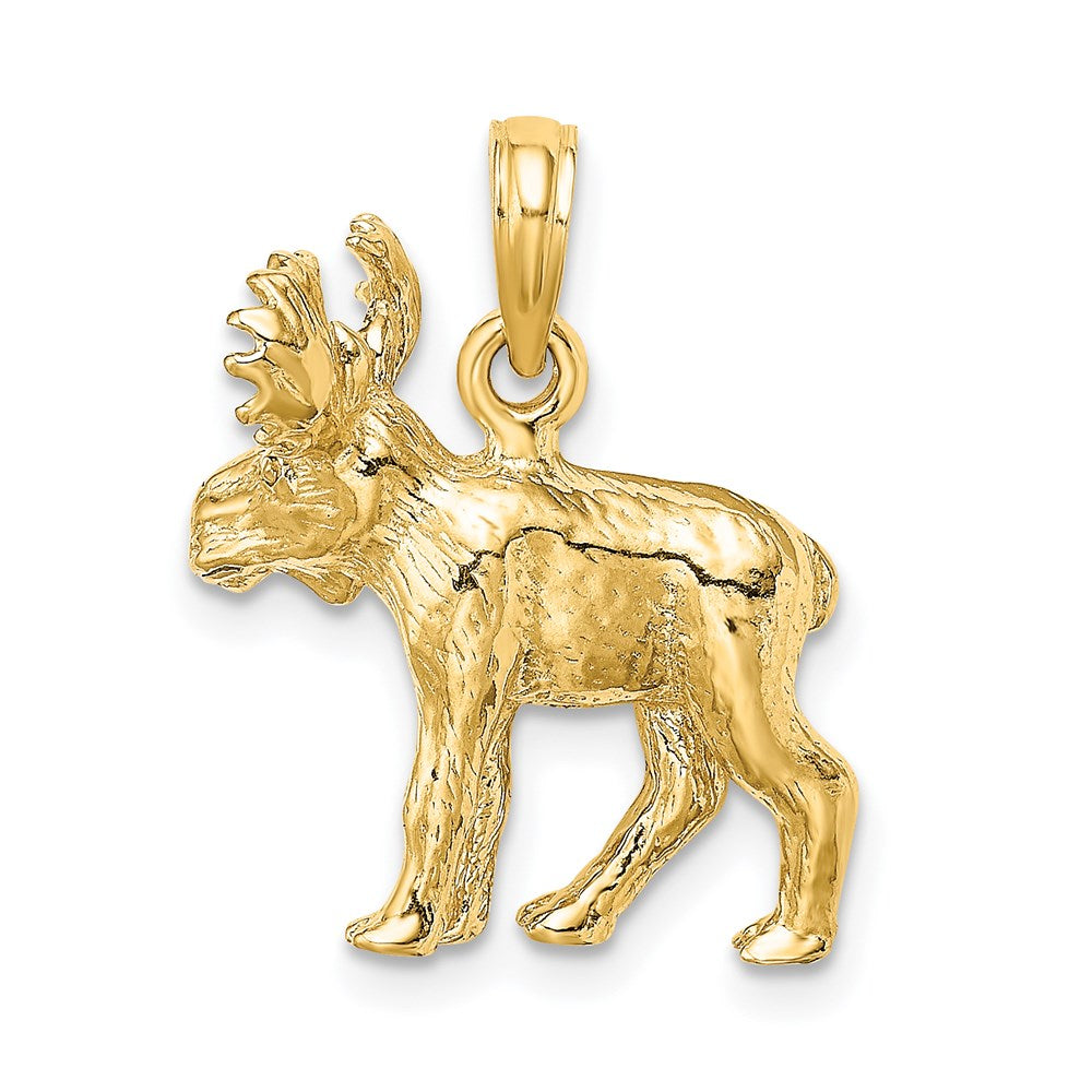 Million Charms 14K Yellow Gold Themed 3-D Textured Moose Charm