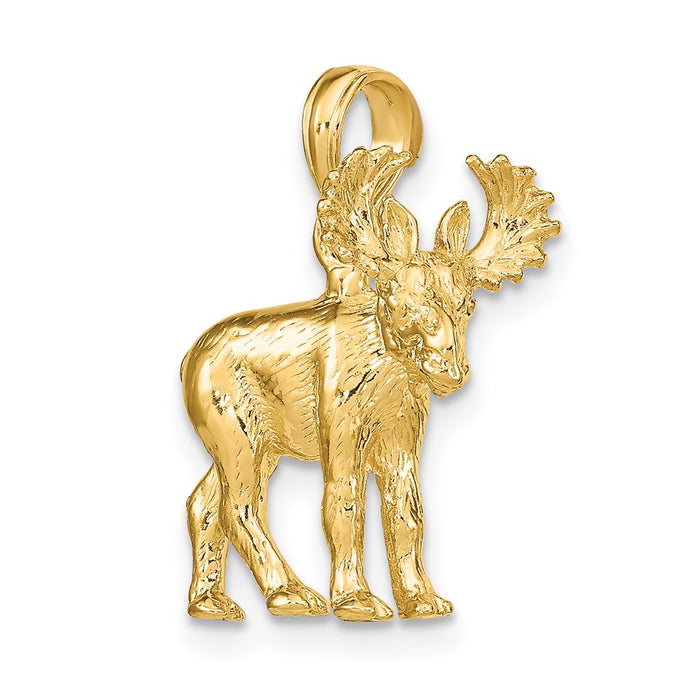 Million Charms 14K Yellow Gold Themed 3-D Textured Moose Charm