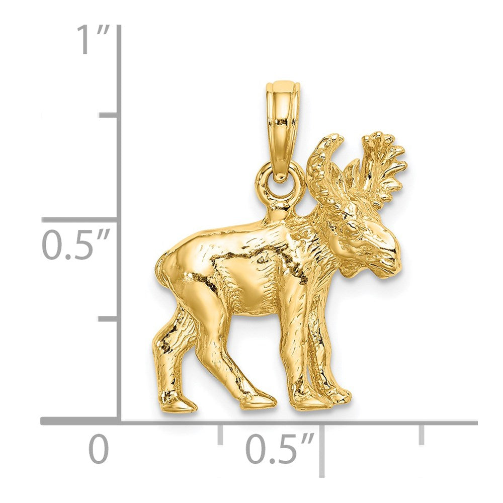 Million Charms 14K Yellow Gold Themed 3-D Textured Moose Charm