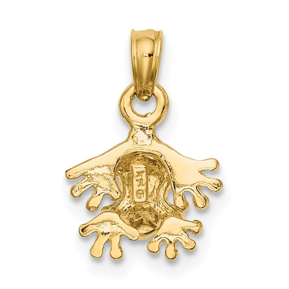 Million Charms 14K Yellow Gold Themed 3-D Textured Mini Frog Facing Down Charm
