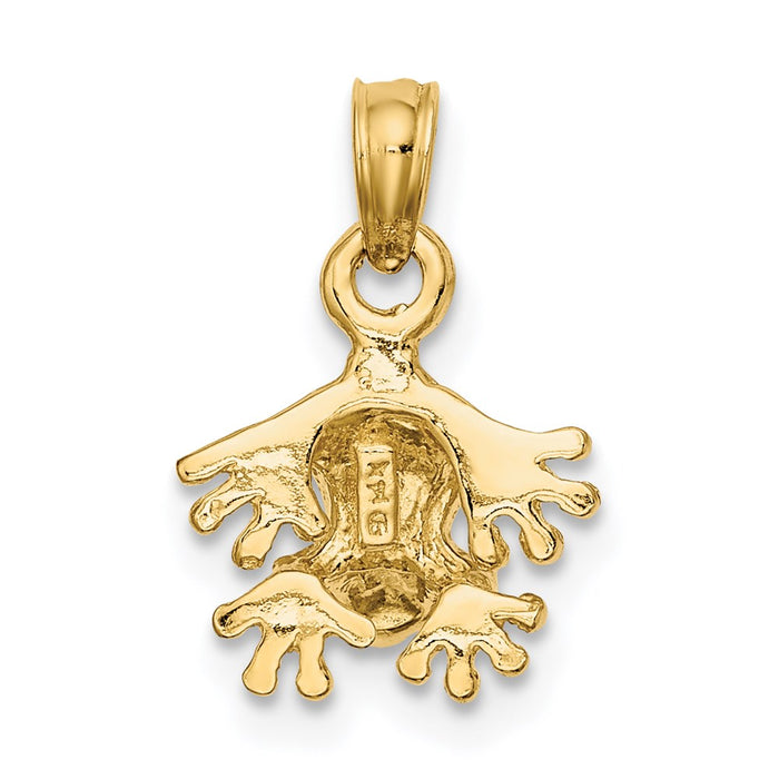 Million Charms 14K Yellow Gold Themed 3-D Textured Mini Frog Facing Down Charm
