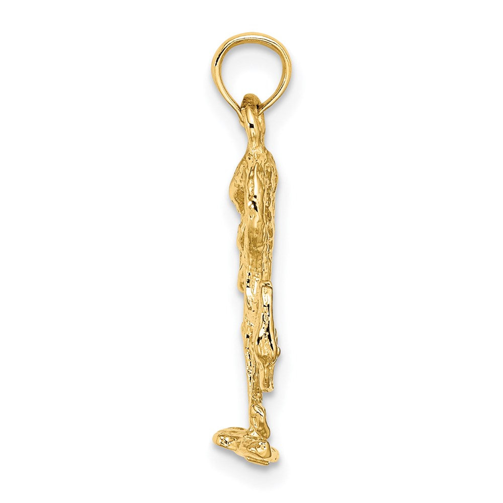 Million Charms 14K Yellow Gold Themed 3-D Textured Flamingo Charm