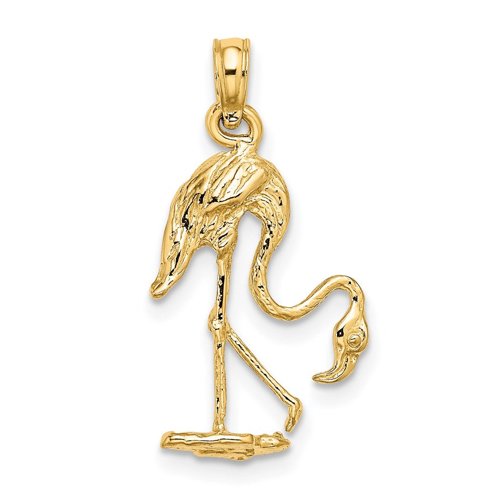 Million Charms 14K Yellow Gold Themed 3-D Textured Flamingo Charm