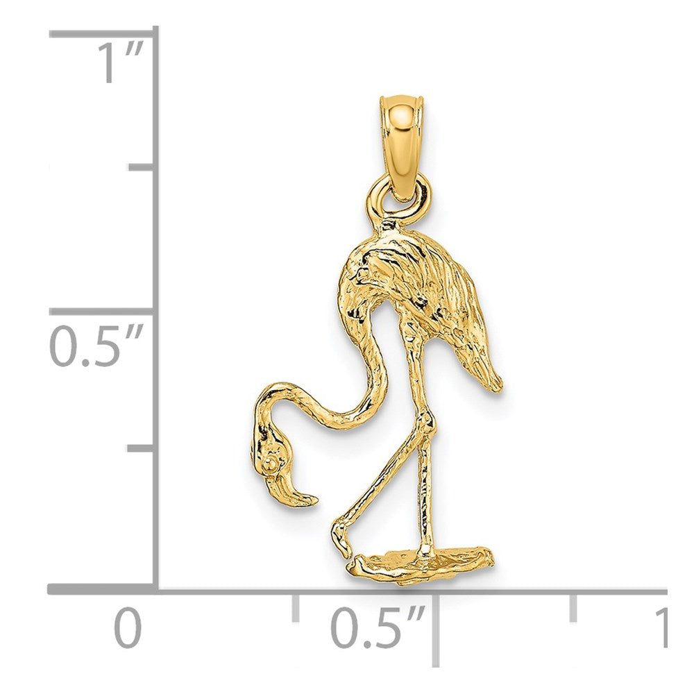 Million Charms 14K Yellow Gold Themed 3-D Textured Flamingo Charm