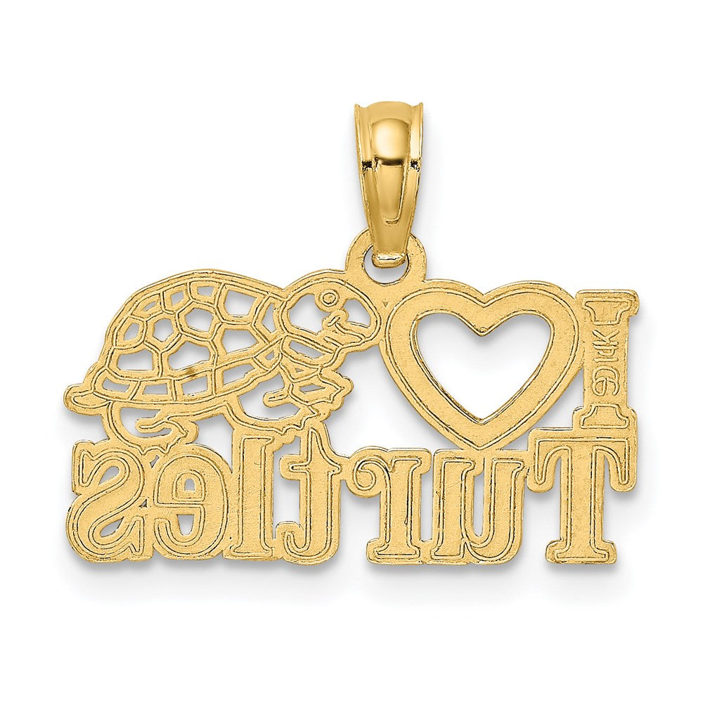 Million Charms 14K Yellow Gold Themed I Heart Turtles Charm
