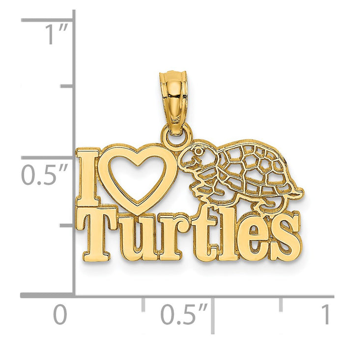 Million Charms 14K Yellow Gold Themed I Heart Turtles Charm