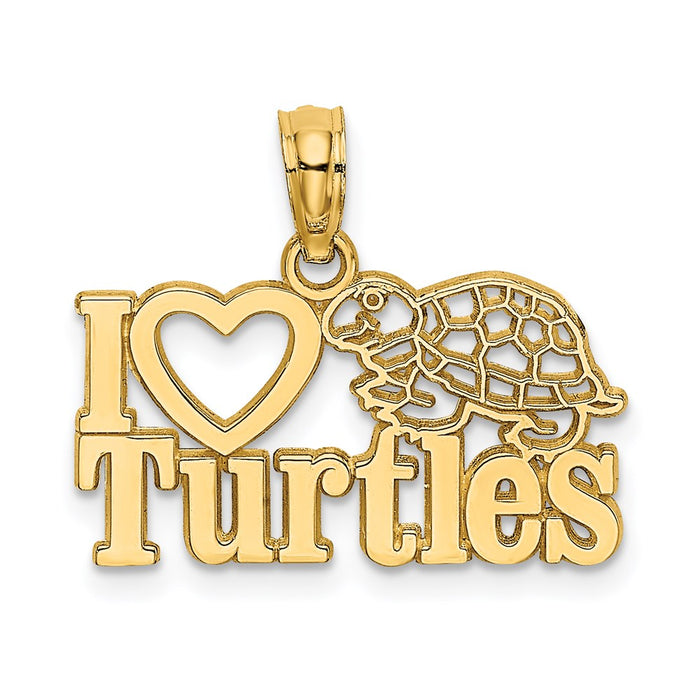 Million Charms 14K Yellow Gold Themed I Heart Turtles Charm