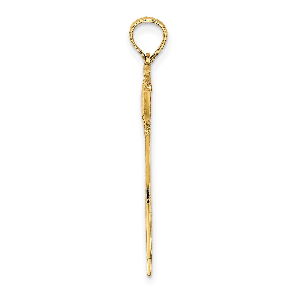 Million Charms 14K Yellow Gold Themed Polished Bird With Long Tail Charm