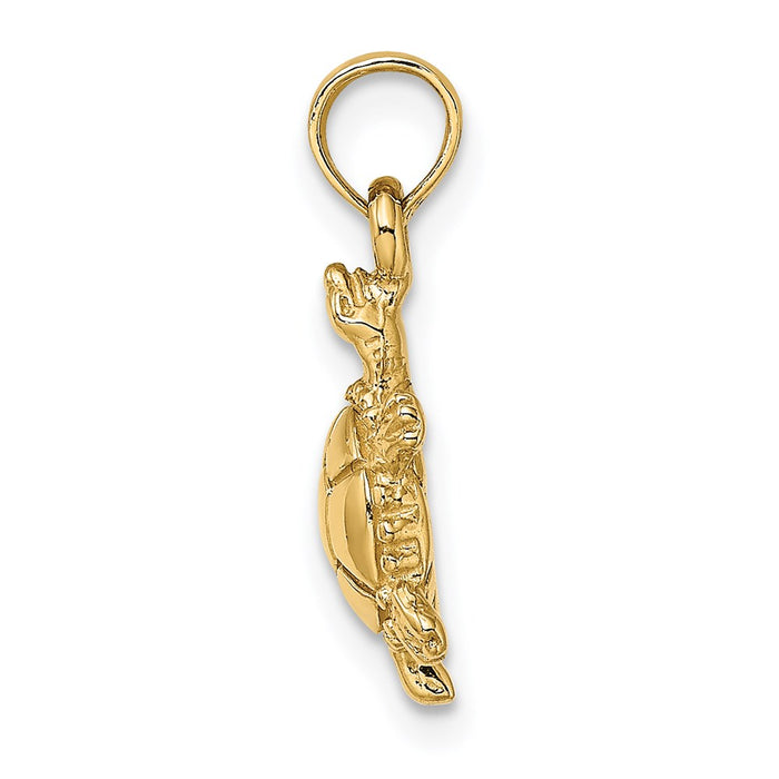 Million Charms 14K Yellow Gold Themed 3-D Polished Land Turtle Charm