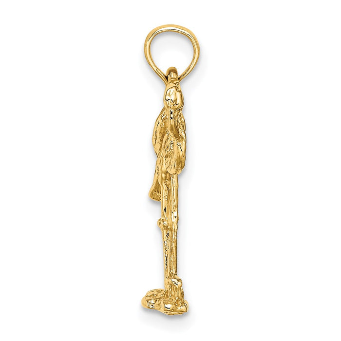 Million Charms 14K Yellow Gold Themed 3-D Flamingo With Head Up Charm