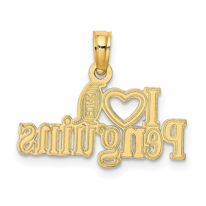 Million Charms 14K Yellow Gold Themed I Heart Penguins With Penguin Charm
