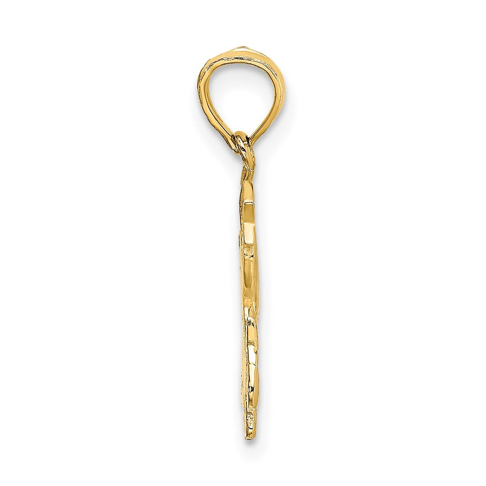 Million Charms 14K Yellow Gold Themed Angel Holding A Star On A Half Moon Charm