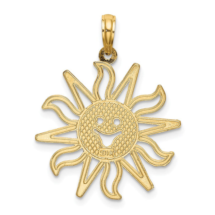 Million Charms 14K Yellow Gold Themed Cut-Out Smiling Sun Charm
