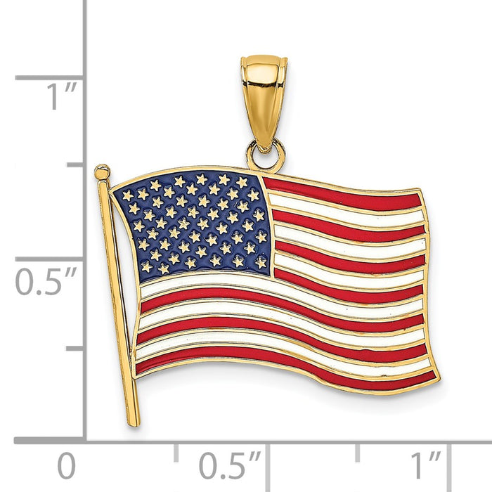Million Charms 14K Yellow Gold Themed With Enamel American Flag Charm