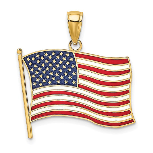 Million Charms 14K Yellow Gold Themed With Enamel American Flag Charm