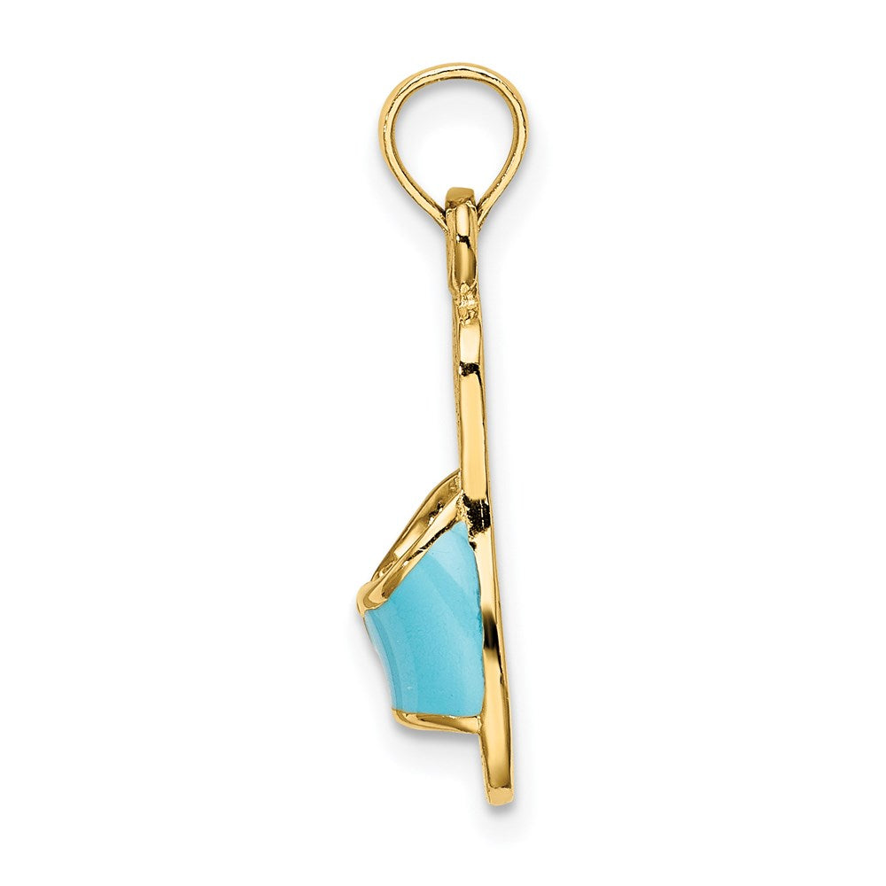 Million Charms 14K Yellow Gold Themed With Aqua Enamel Summer Slipper Charm