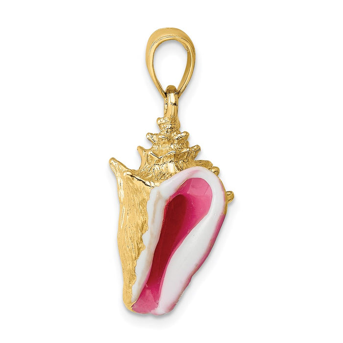 Million Charms 14K Yellow Gold Themed 3-D Enamel Conch Shell Charm