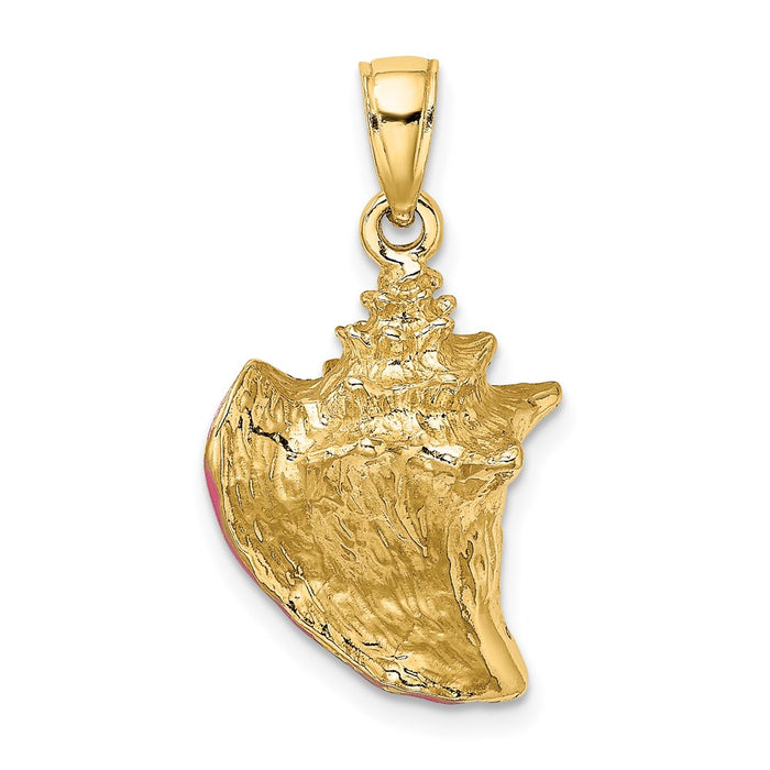 Million Charms 14K Yellow Gold Themed 3-D Enamel Conch Shell Charm