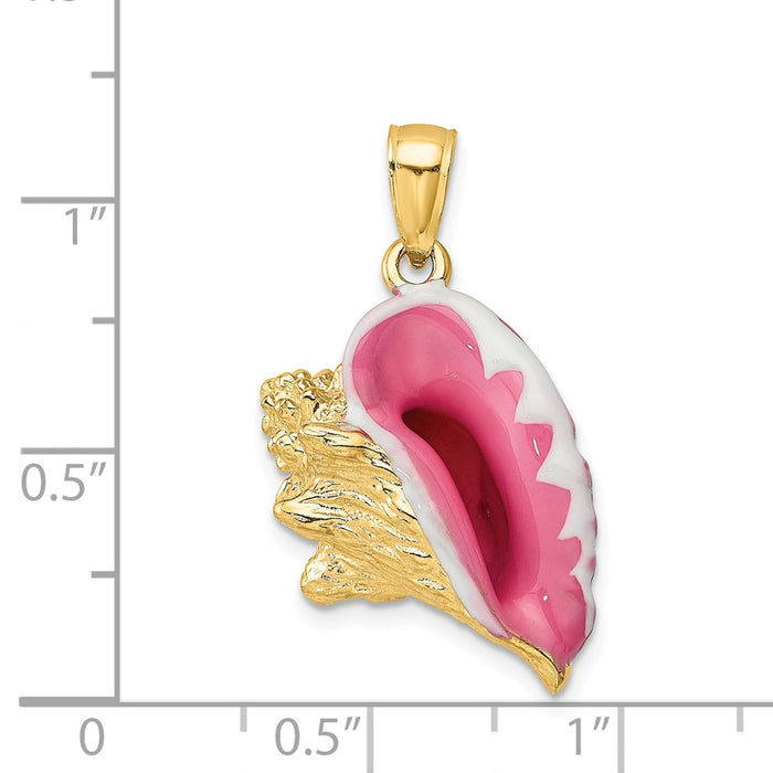 Million Charms 14K Yellow Gold Themed 3-D Enamel Conch Shell Charm