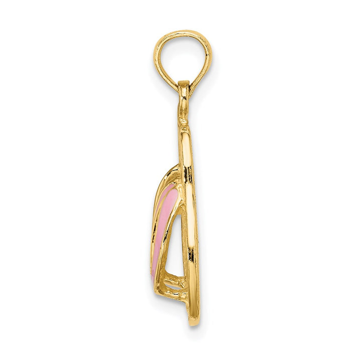 Million Charms 14K Yellow Gold Themed With Pink Enamel Double Flip-Flop Charm