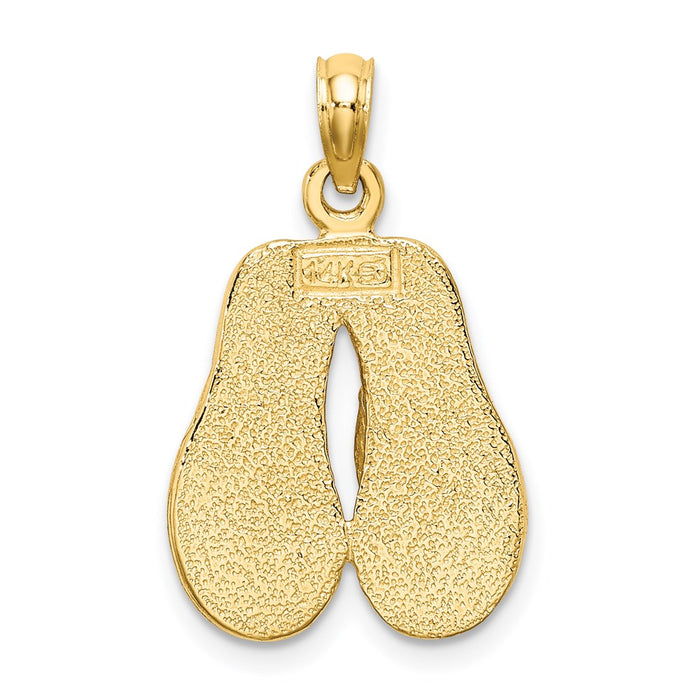 Million Charms 14K Yellow Gold Themed With Pink Enamel Double Flip-Flop Charm