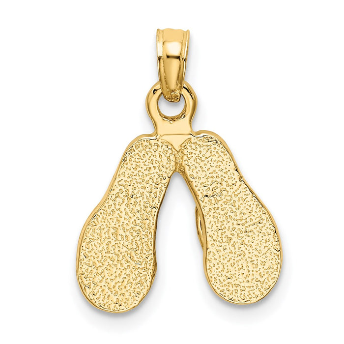 Million Charms 14K Yellow Gold Themed With Blue Dotted Enamel Double Flip-Flop Charm