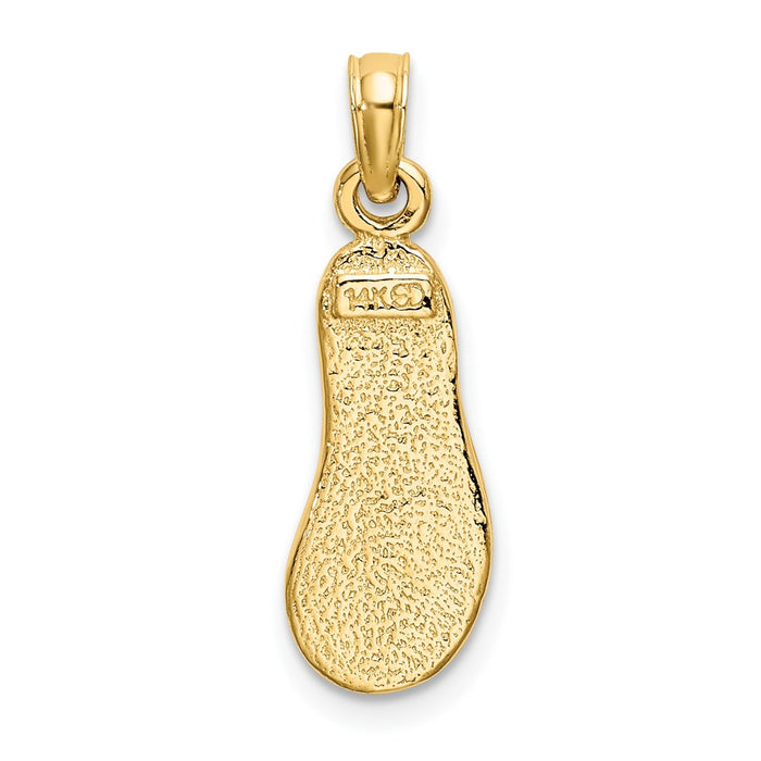 Million Charms 14K Yellow Gold Themed With Green Enamel Single Flip-Flop Charm
