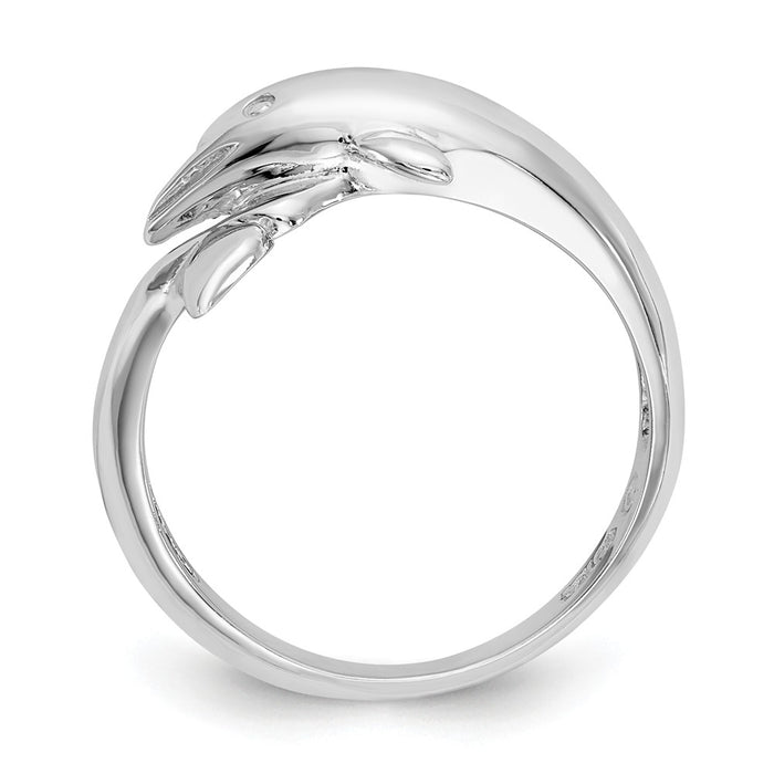 14k White Gold Dolphin Ring, Size: 6.75