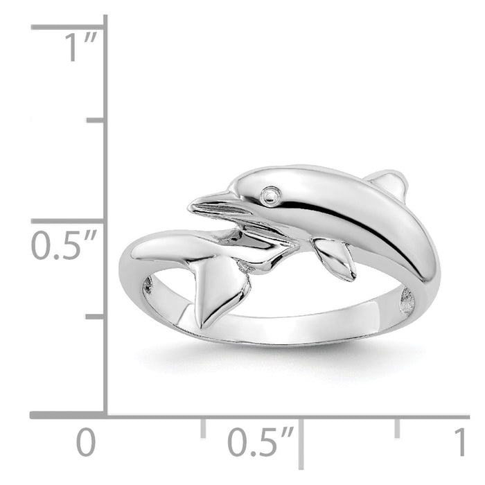 14k White Gold Dolphin Ring, Size: 6.75