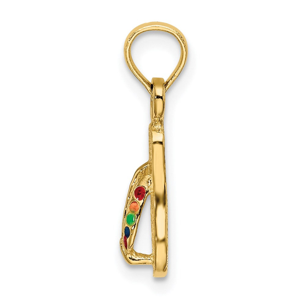 Million Charms 14K Yellow Gold Themed With Multi-Color Enamel Single Flip-Flop Charm